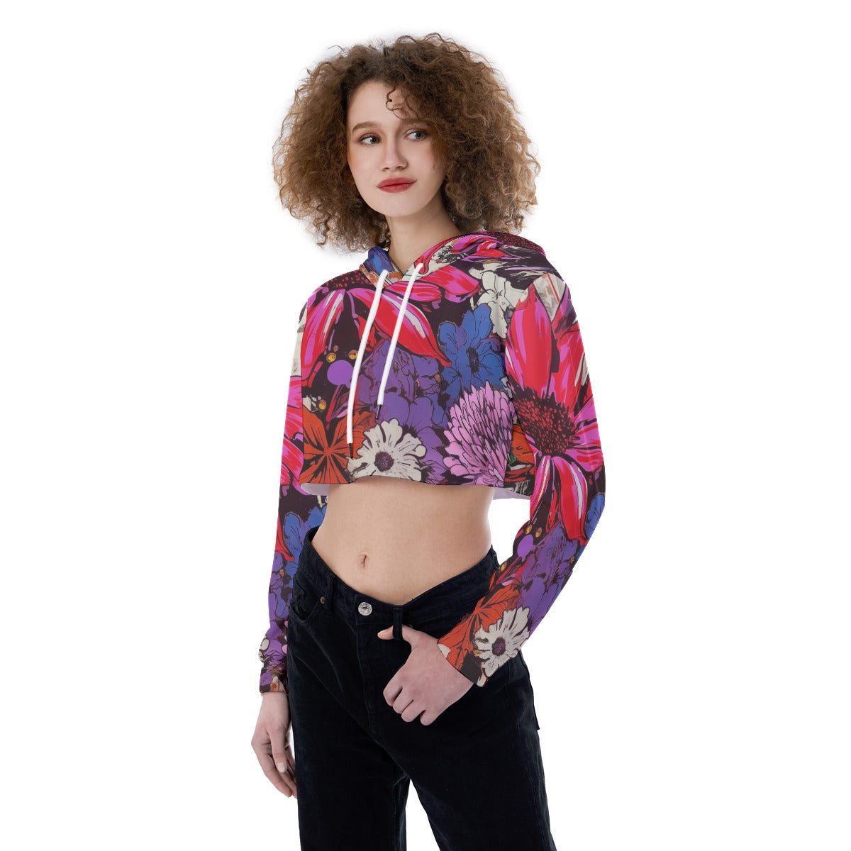 All-Over Print Women's Crop Top Hoodie WHS0007