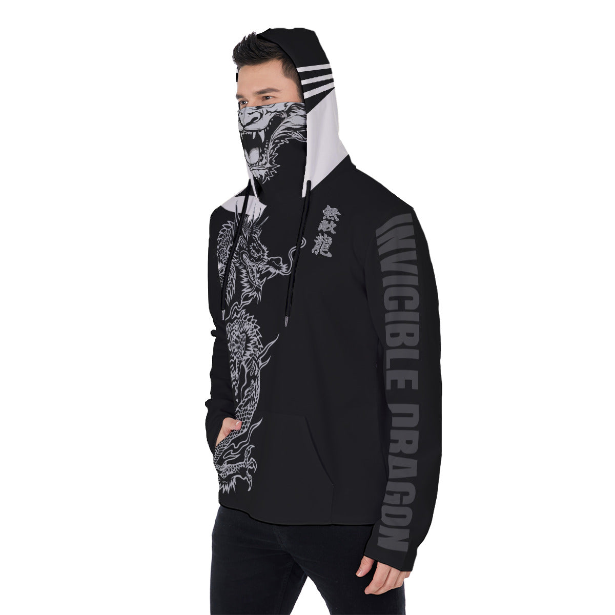 All-Over Print Men's Heavy Fleece Hoodie With Mask MHM00007