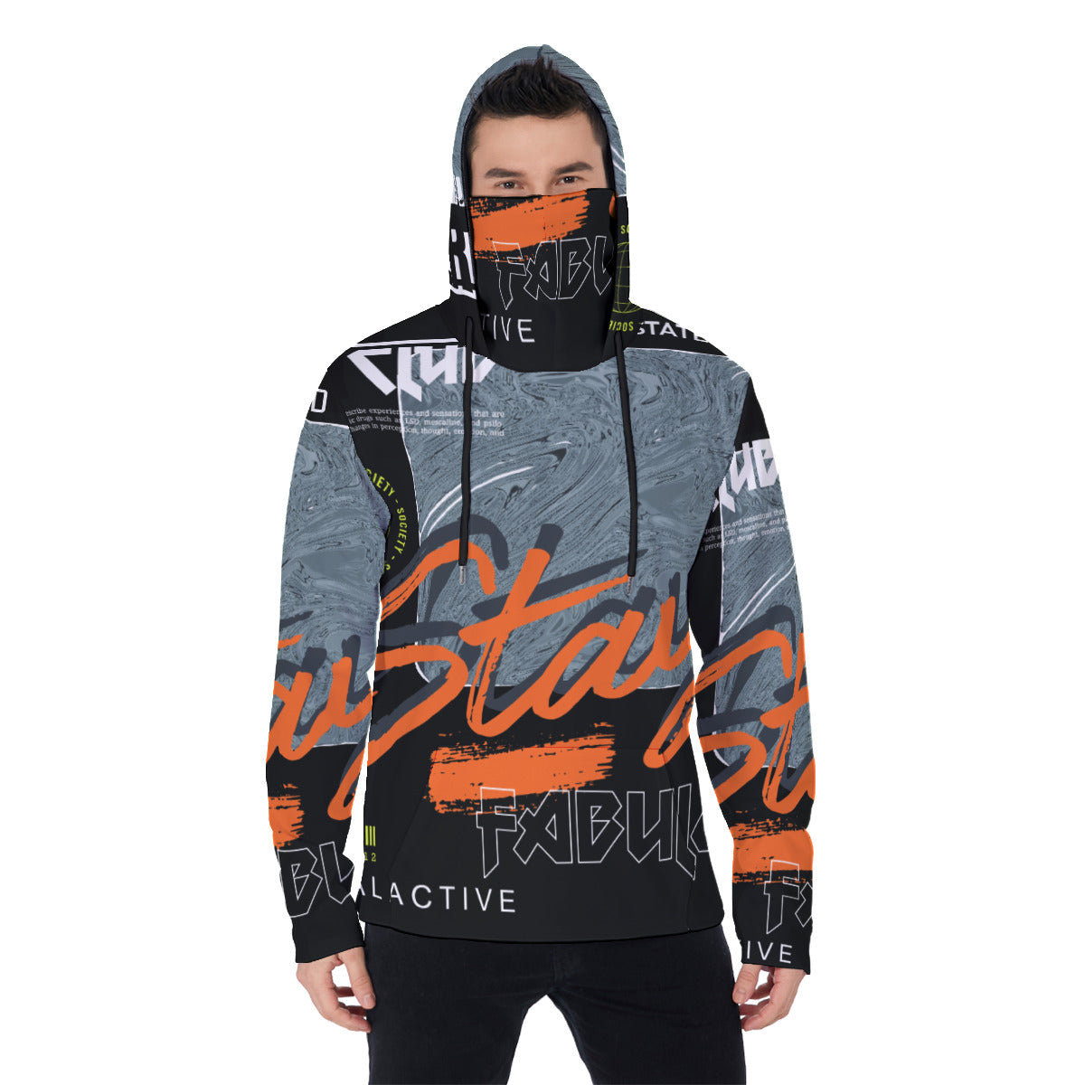 All-Over Print Men's Pullover Hoodie With Mask MHM00002
